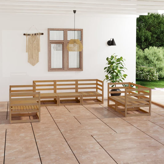 Berkfield 7 Piece Garden Lounge Set Honey Brown Solid Pinewood