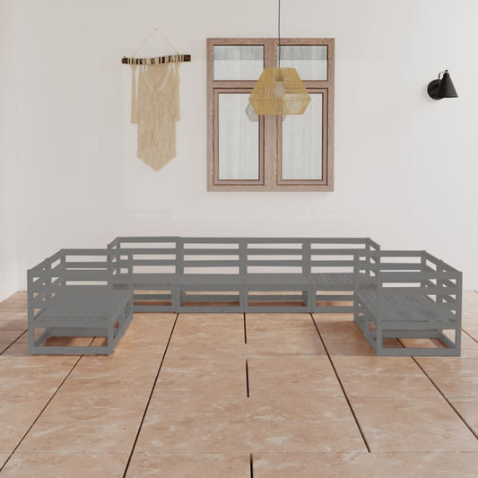 Berkfield 8 Piece Garden Lounge Set Grey Solid Pinewood