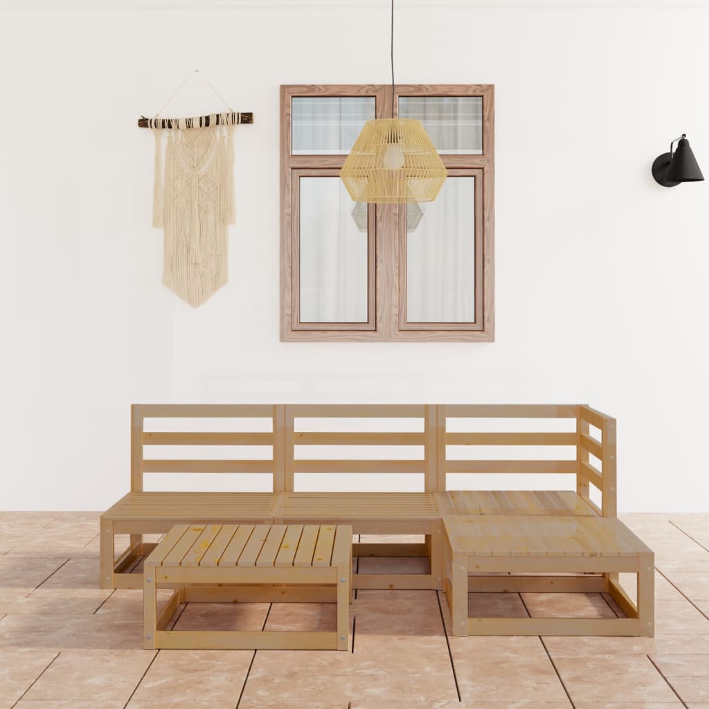 Berkfield 5 Piece Garden Lounge Set Honey Brown Solid Wood Pine