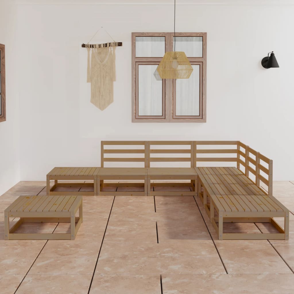 Berkfield 8 Piece Garden Lounge Set Honey Brown Solid Wood Pine