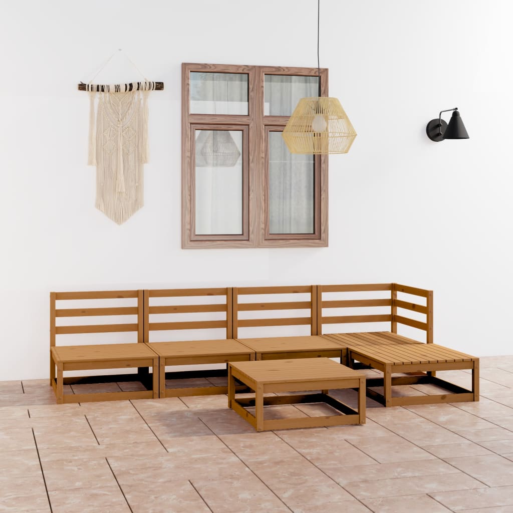 Berkfield 6 Piece Garden Lounge Set Honey Brown Solid Wood Pine