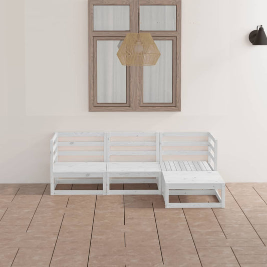 Berkfield 4 Piece Garden Lounge Set White Solid Wood Pine