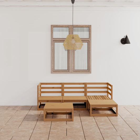 Berkfield 5 Piece Garden Lounge Set Honey Brown Solid Pinewood