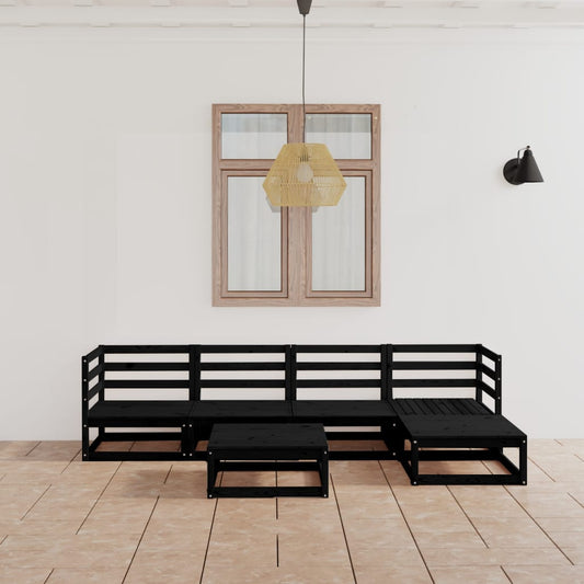 Berkfield 6 Piece Garden Lounge Set Black Solid Wood Pine