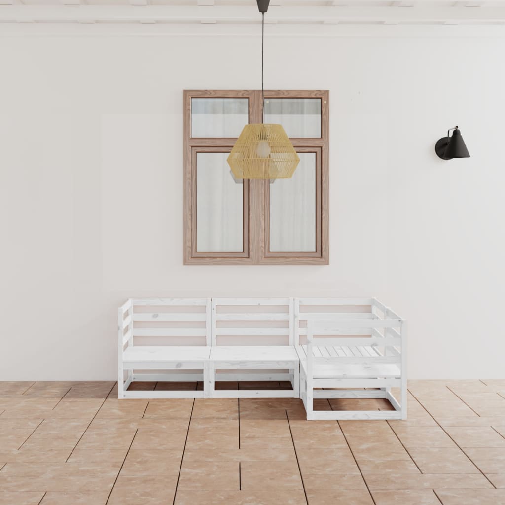 Berkfield 4 Piece Garden Lounge Set White Solid Wood Pine