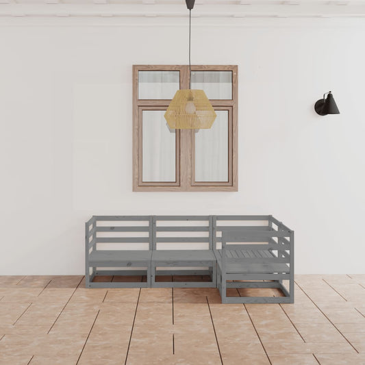 Berkfield 4 Piece Garden Lounge Set Grey Solid Wood Pine