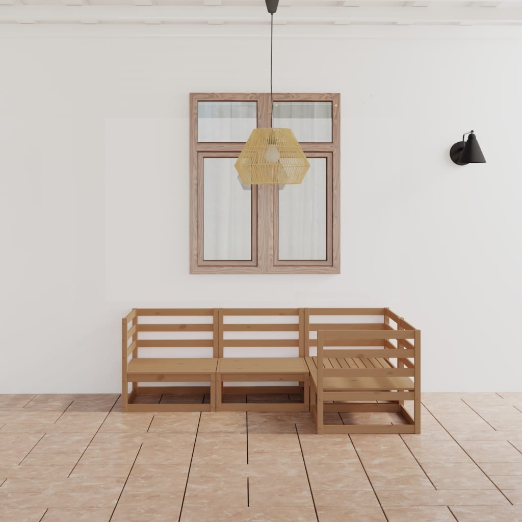 Berkfield 4 Piece Garden Lounge Set Honey Brown Solid Wood Pine