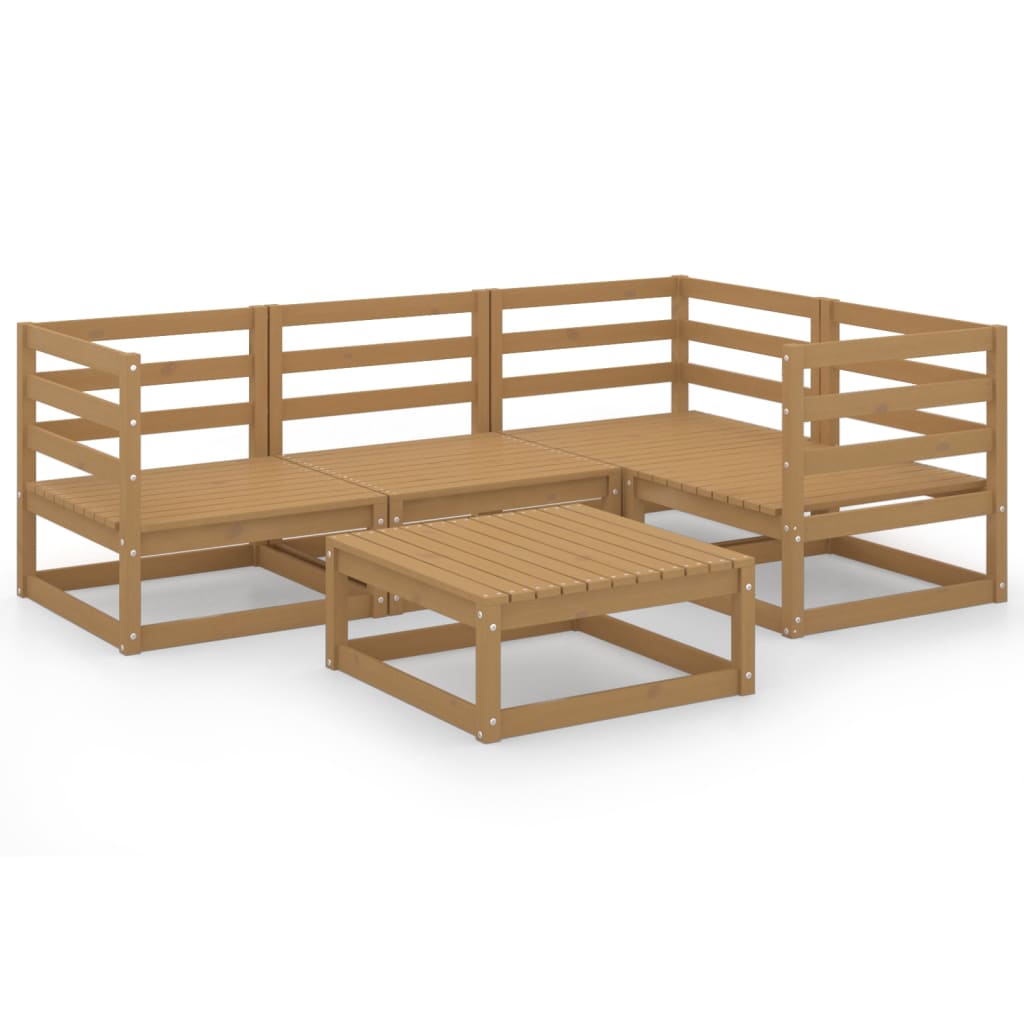 Berkfield 5 Piece Garden Lounge Set Honey Brown Solid Wood Pine