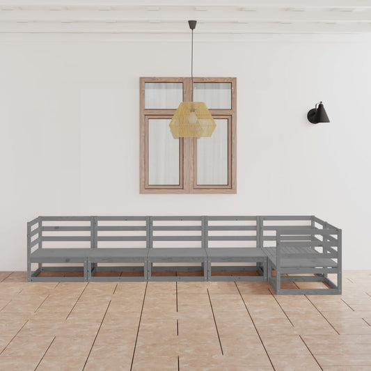 Berkfield 6 Piece Garden Lounge Set Grey Solid Pinewood