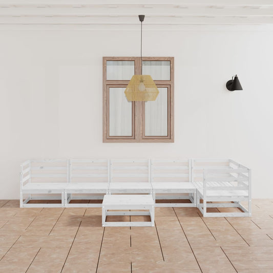Berkfield 7 Piece Garden Lounge Set White Solid Wood Pine