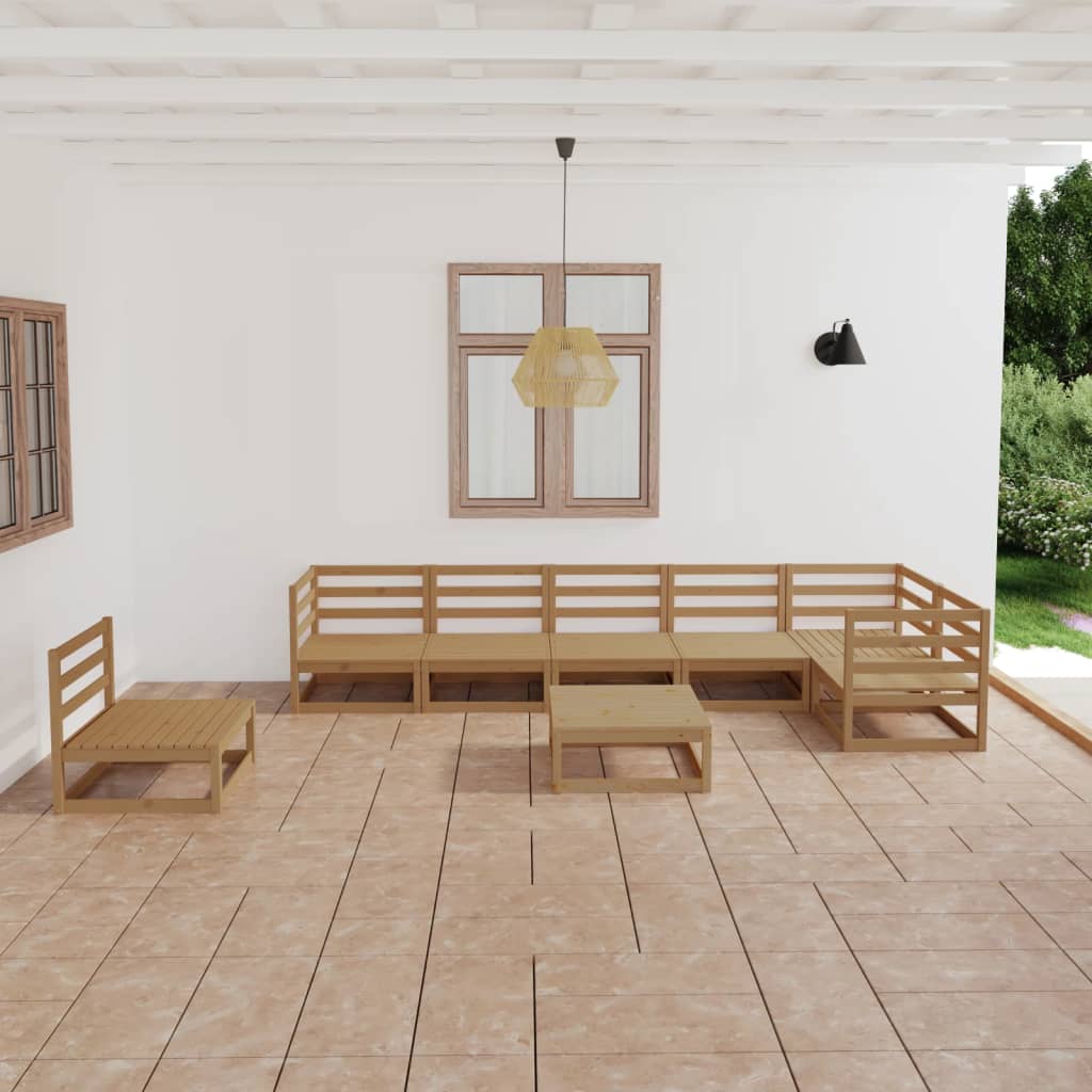 Berkfield 8 Piece Garden Lounge Set  Honey Brown Solid Pinewood