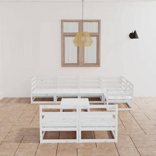 Berkfield 8 Piece Garden Lounge Set White Solid Wood Pine