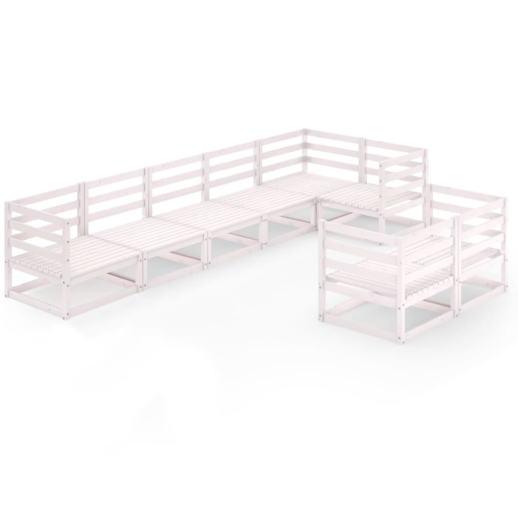 Berkfield 8 Piece Garden Lounge Set White Solid Pinewood