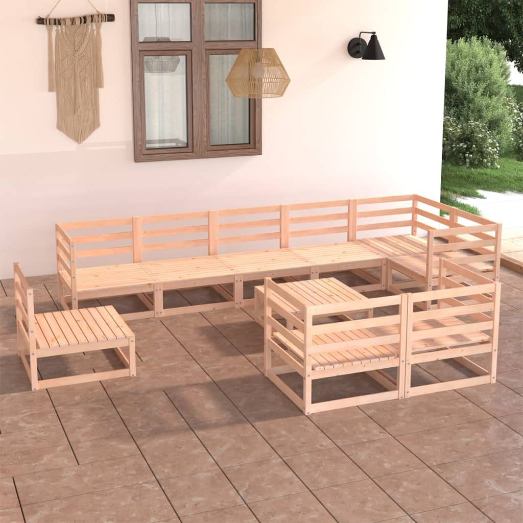 Berkfield 10 Piece Garden Lounge Set Solid Pinewood