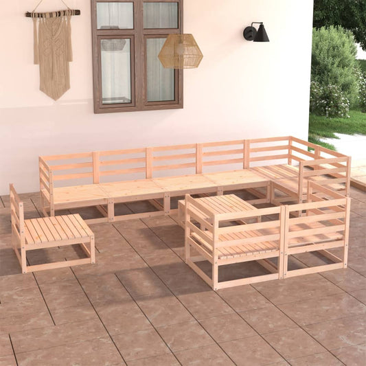Berkfield 10 Piece Garden Lounge Set Solid Pinewood