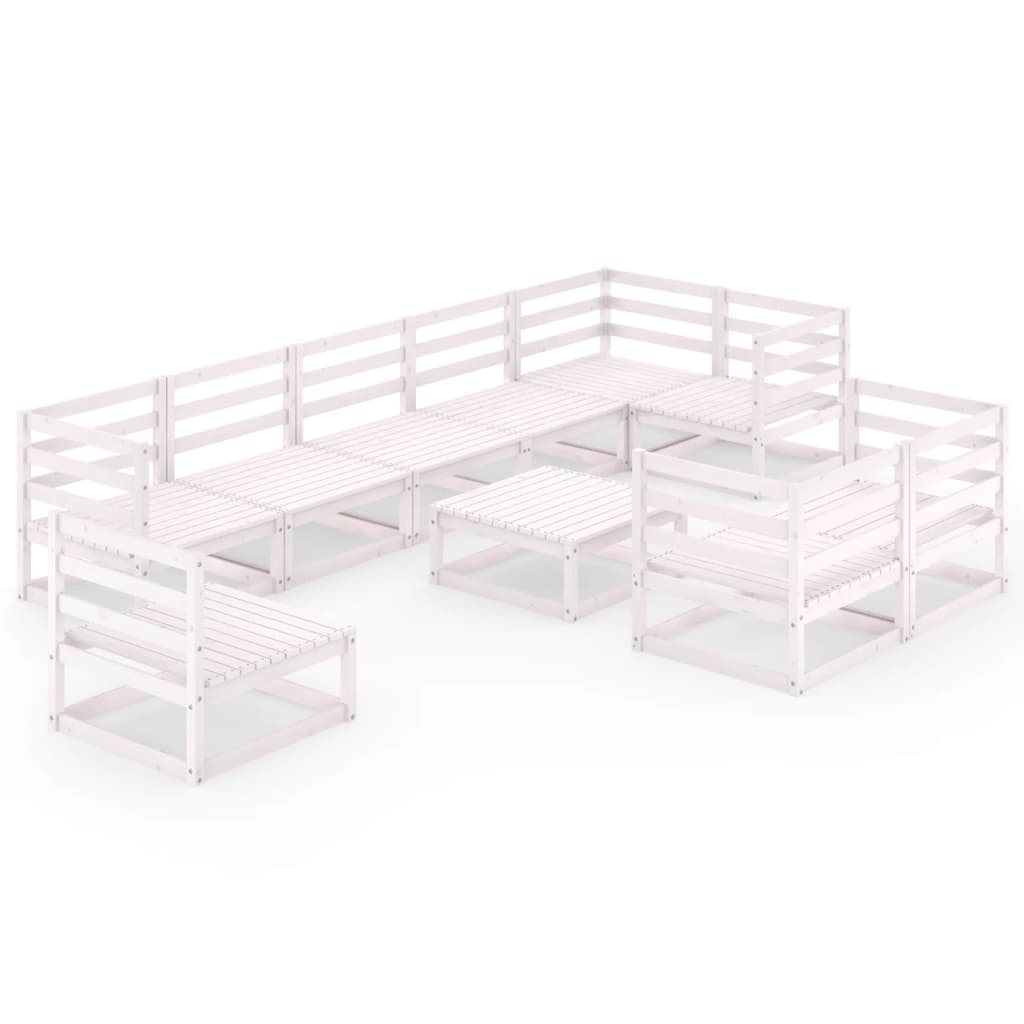 Berkfield 10 Piece Garden Lounge Set White Solid Wood Pine