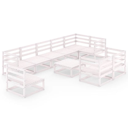 Berkfield 10 Piece Garden Lounge Set White Solid Wood Pine