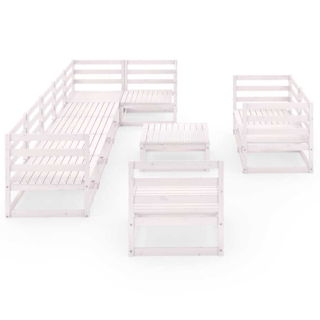 Berkfield 10 Piece Garden Lounge Set White Solid Wood Pine