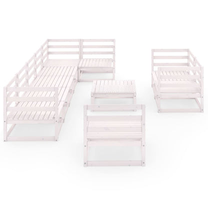 Berkfield 10 Piece Garden Lounge Set White Solid Wood Pine