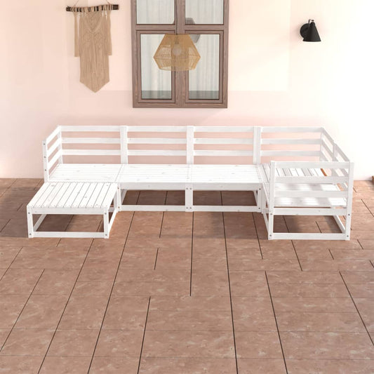 Berkfield 6 Piece Garden Lounge Set White Solid Wood Pine