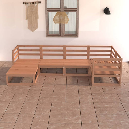 Berkfield 6 Piece Garden Lounge Set Honey Brown Solid Pinewood