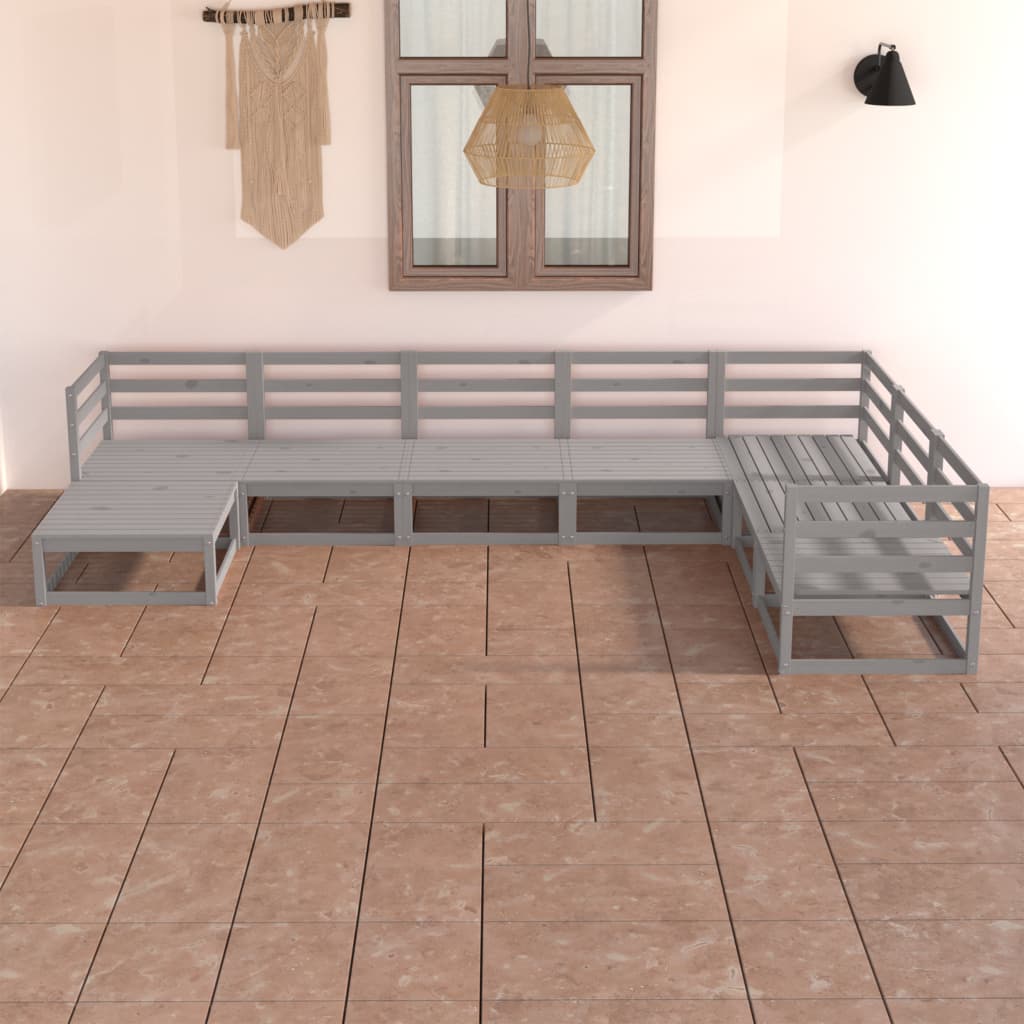Berkfield 7 Piece Garden Lounge Set Grey Solid Pinewood