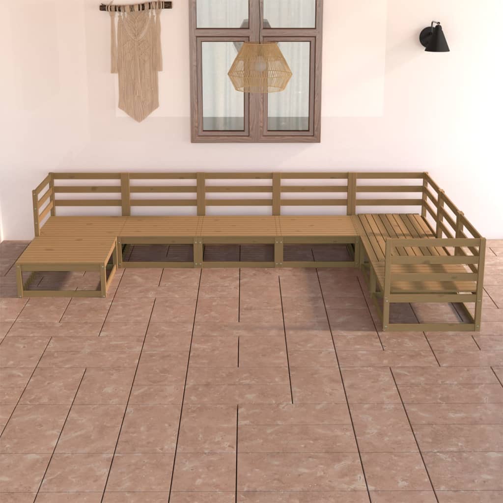 Berkfield 7 Piece Garden Lounge Set Honey Brown Solid Pinewood