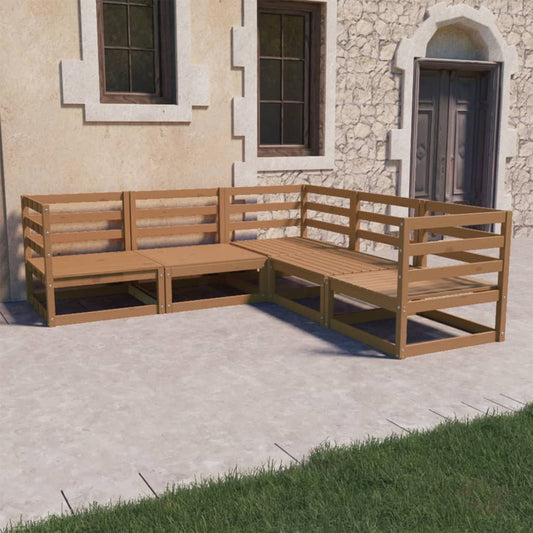 Berkfield 5 Piece Garden Lounge Set Honey Brown Solid Wood Pine