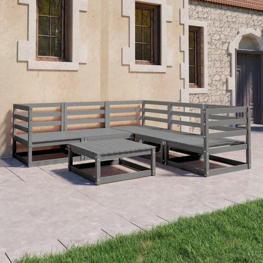 Berkfield 6 Piece Garden Lounge Set Grey Solid Wood Pine