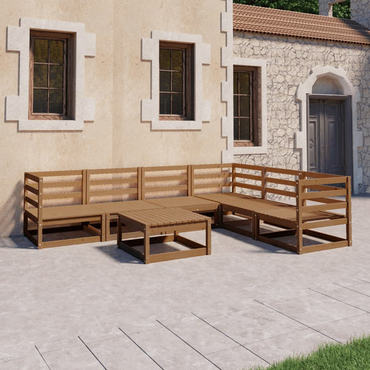 Berkfield 7 Piece Garden Lounge Set Honey Brown Solid Pinewood