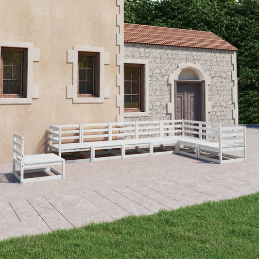 Berkfield 8 Piece Garden Lounge Set White Solid Pinewood