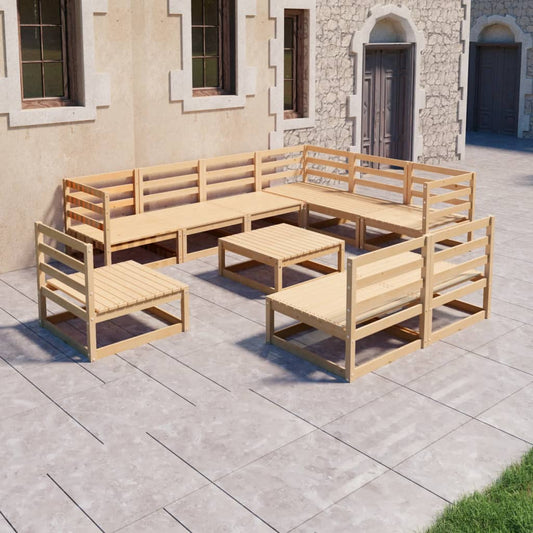 Berkfield 10 Piece Garden Lounge Set Solid Pinewood