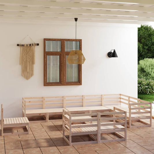 Berkfield11 Piece Garden Lounge Set Solid Pinewood