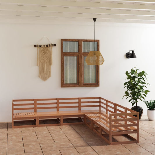 Berkfield 7 Piece Garden Lounge Set Honey Brown Solid Pinewood