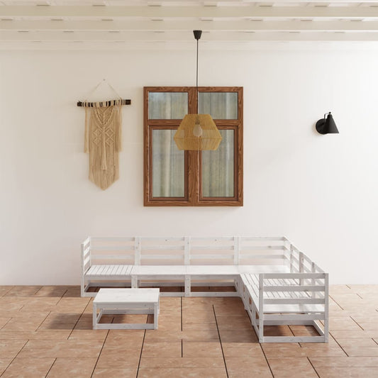 Berkfield 8 Piece Garden Lounge Set White Solid Pinewood