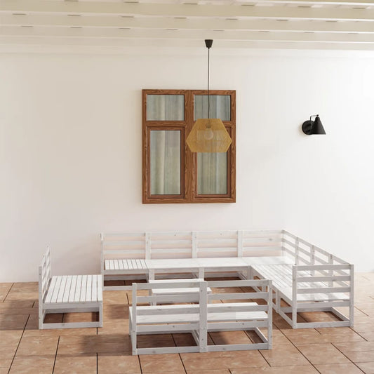 Berkfield 12 Piece Garden Lounge Set White Solid Pinewood