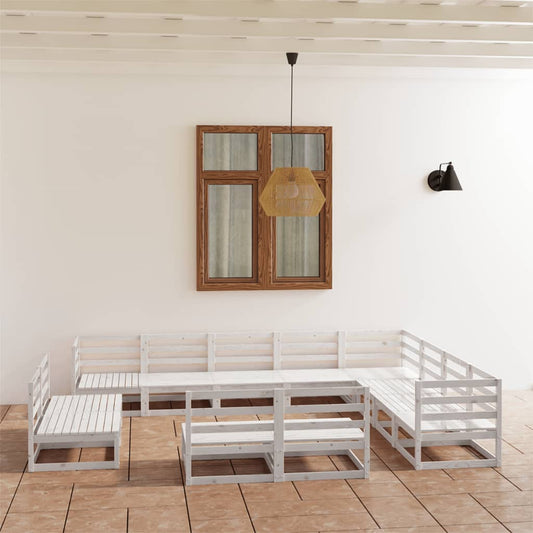 Berkfield 12 Piece Garden Lounge Set White Solid Pinewood
