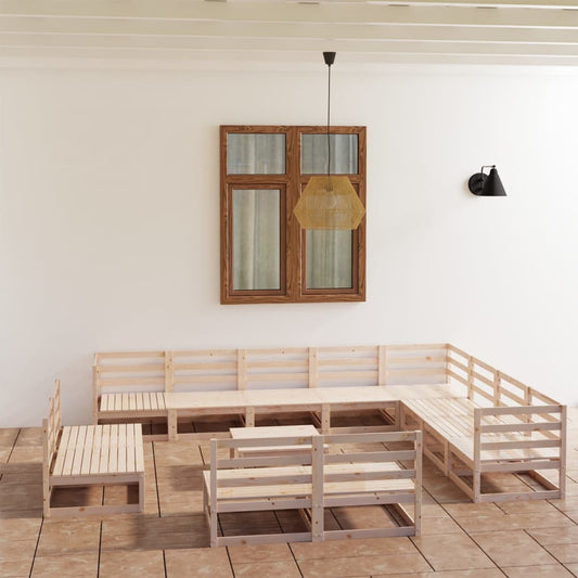 Berkfield 13 Piece Garden Lounge Set Solid Wood Pine