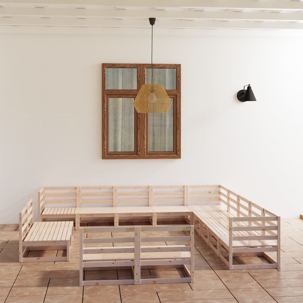 Berkfield 13 Piece Garden Lounge Set Solid Wood Pine