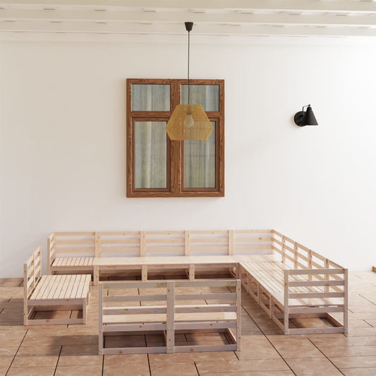 Berkfield 13 Piece Garden Lounge Set Solid Wood Pine
