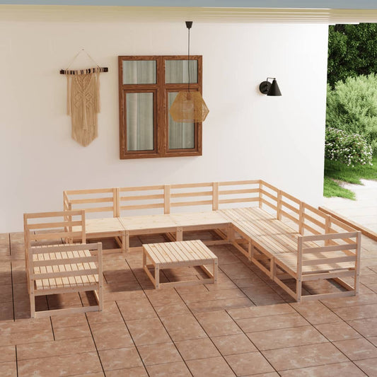Berkfield 10 Piece Garden Lounge Set Solid Wood Pine