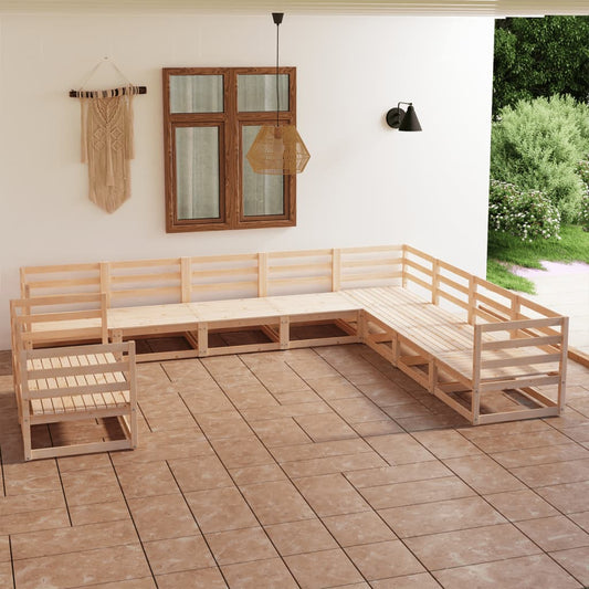 Berkfield 10 Piece Garden Lounge Set Solid Wood Pine