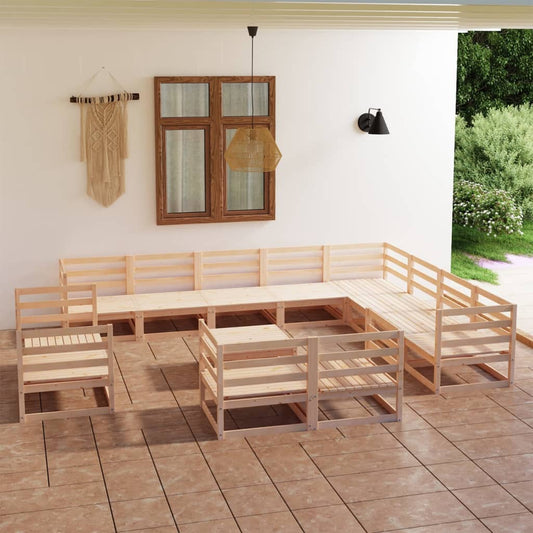 Berkfield 13 Piece Garden Lounge Set Solid Wood Pine