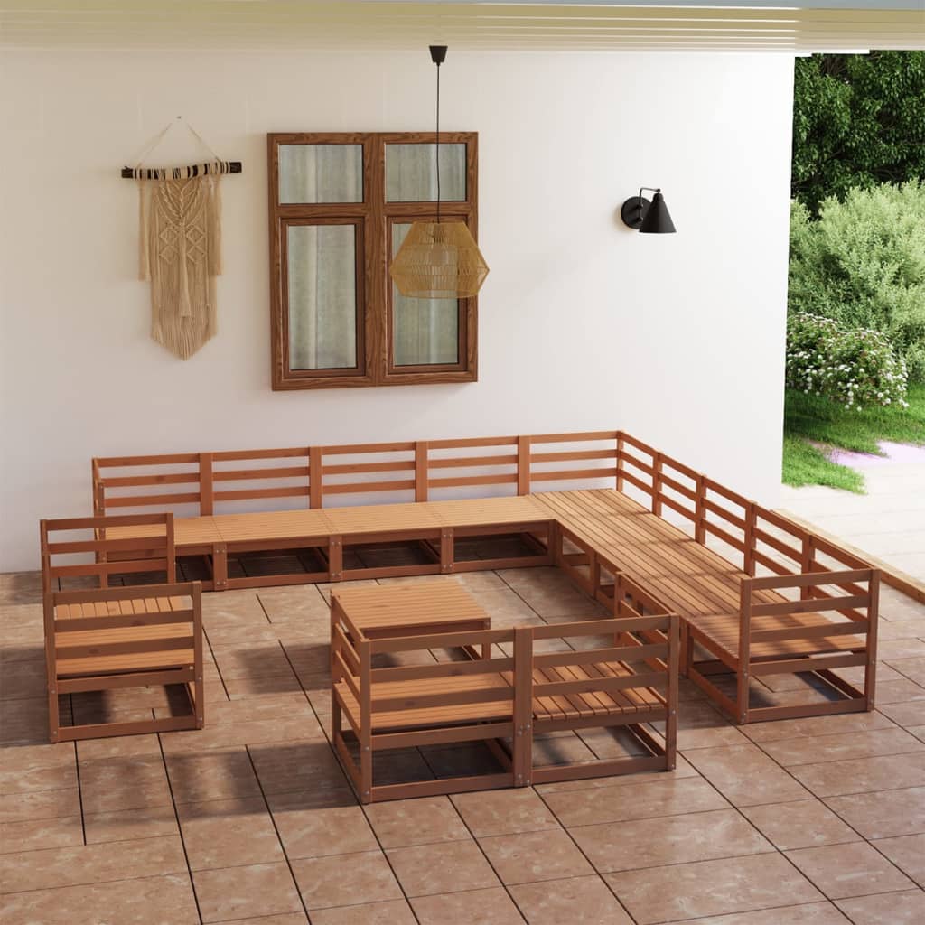 Berkfield 14 Piece Garden Lounge Set Solid Pinewood