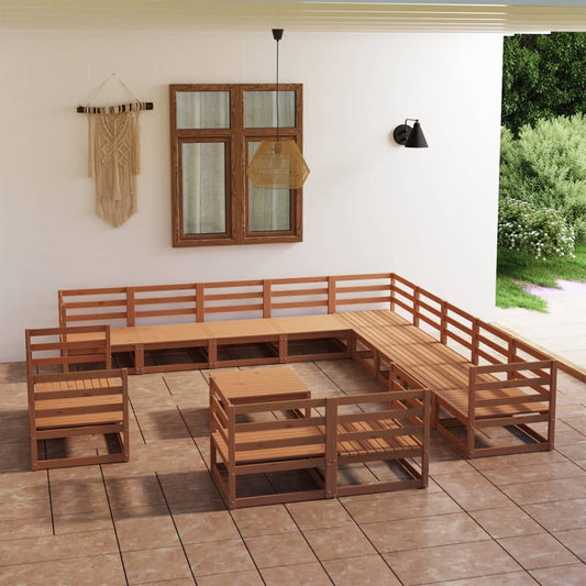 Berkfield 14 Piece Garden Lounge Set Solid Pinewood