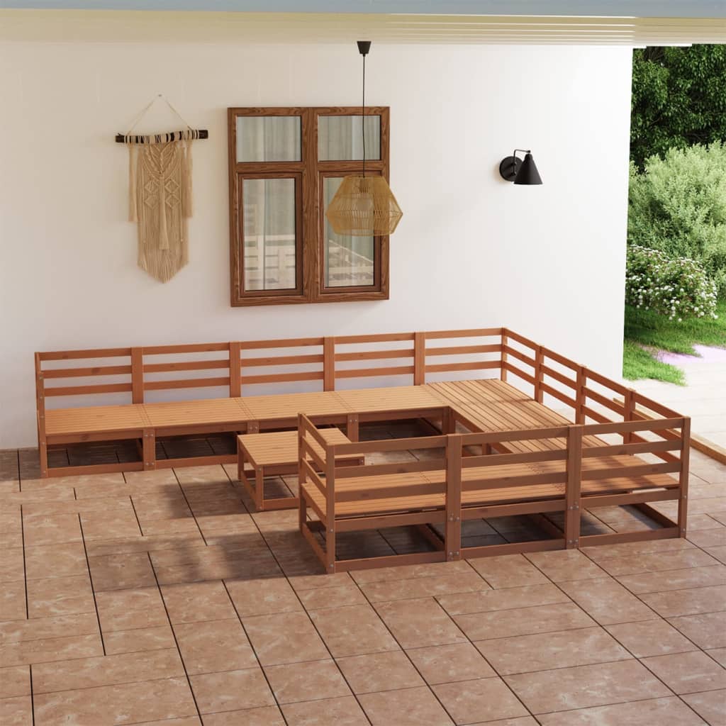 Berkfield 11 Piece Garden Lounge Set Solid Pinewood