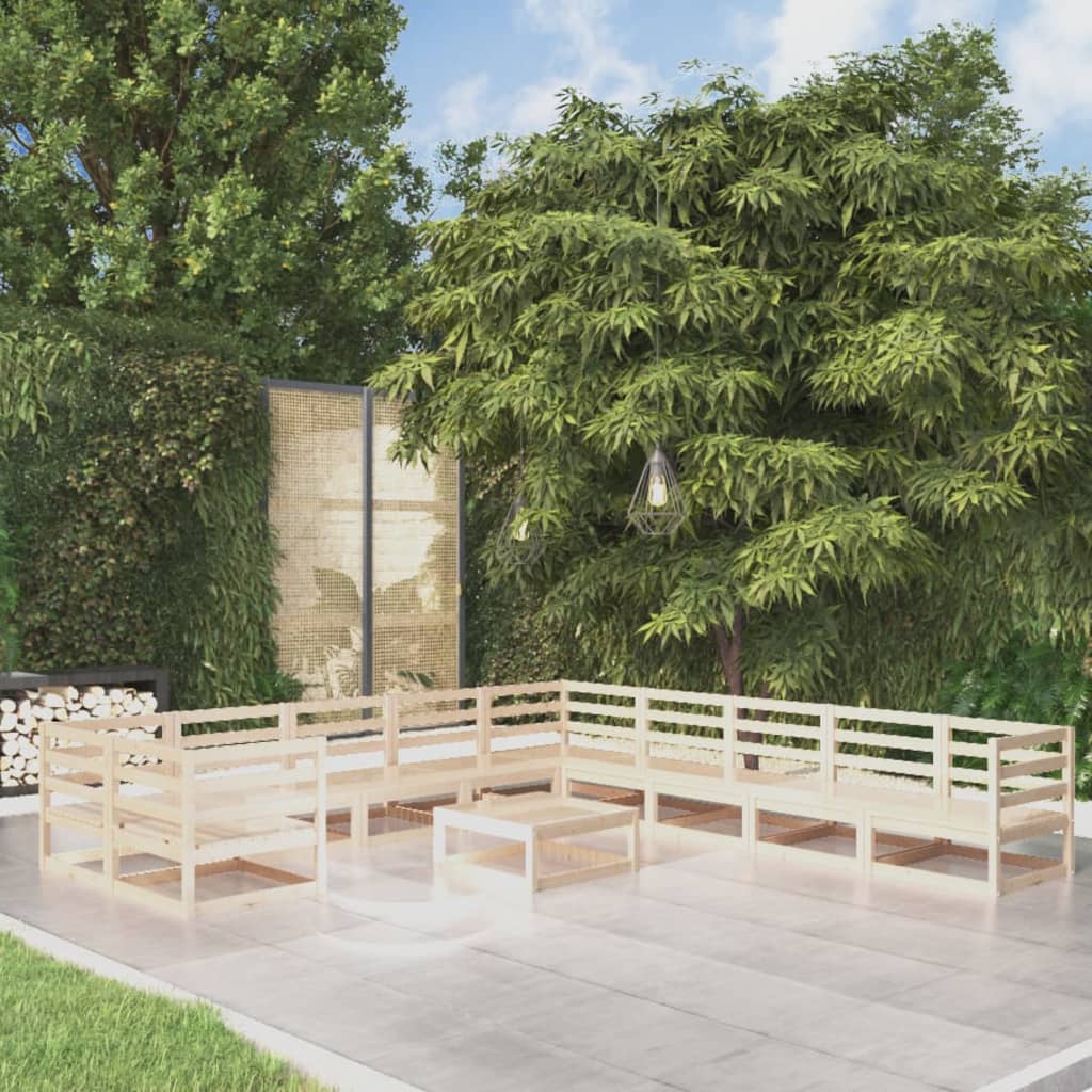 Berkfield 11 Piece Garden Lounge Set Solid Pinewood
