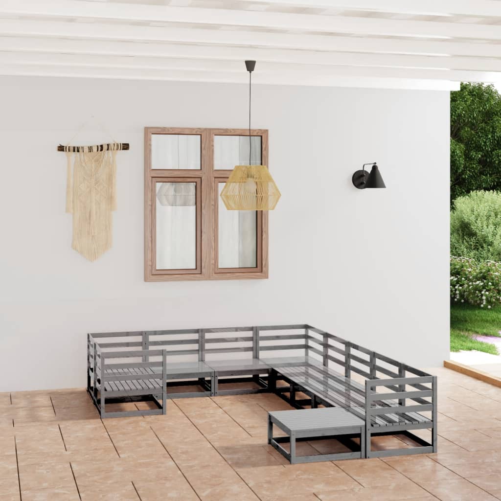 Berkfield 10 Piece Garden Lounge Set Solid Pinewood