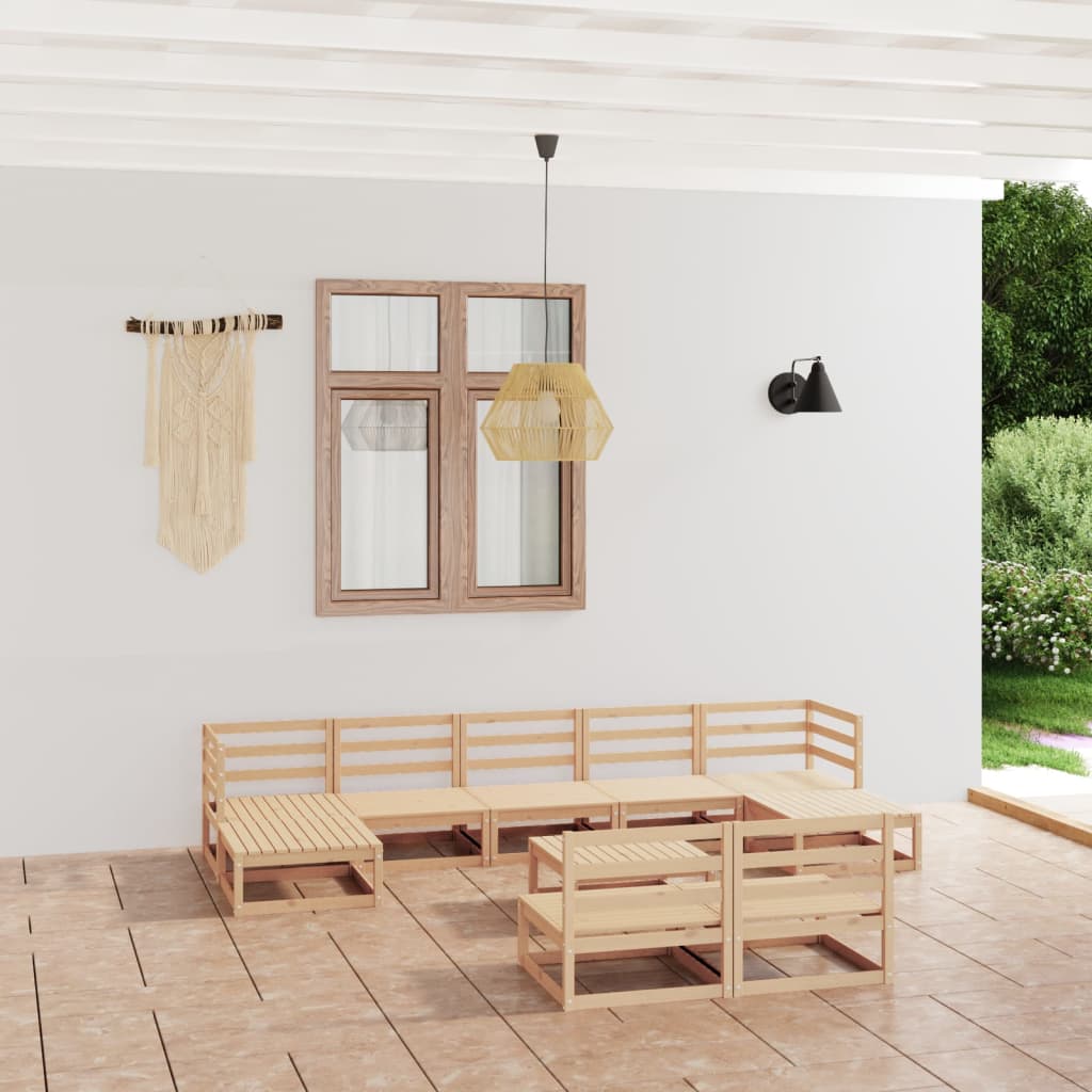 Berkfield 10 Piece Garden Lounge Set Solid Wood Pine