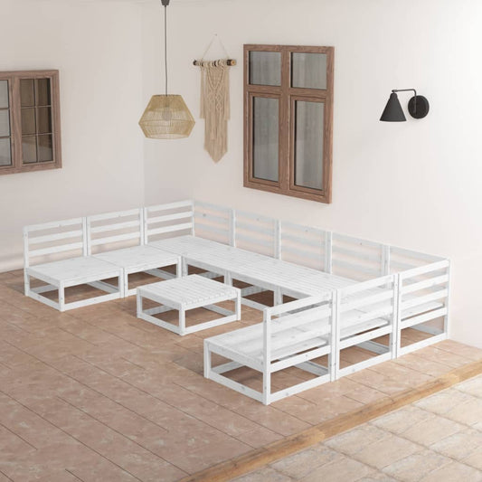 Berkfield 10 Piece Garden Lounge Set Solid Wood Pine